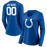 Indianapolis Colts Women's Team Authentic Personalized Name & Number Long Sleeve V-Neck T-Shirt Royal - NFL