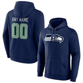 Seattle Seahawks Team Authentic Personalized Name & Number Pullover Hoodie College Navy - NFL