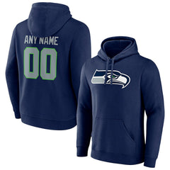 Seattle Seahawks Team Authentic Personalized Name & Number Pullover Hoodie College Navy - NFL