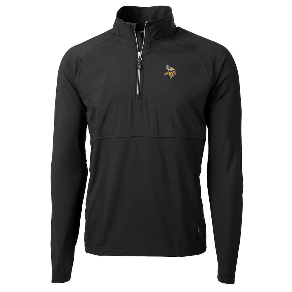 Minnesota Vikings Cutter & Buck Adapt Eco Knit Hybrid Recycled Quarter-Zip Raglan Jacket Black - NFL