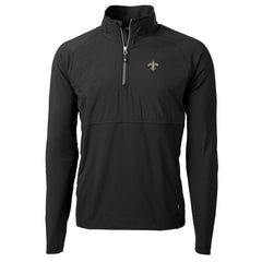 New Orleans Saints Cutter & Buck Adapt Eco Knit Hybrid Recycled Quarter-Zip Raglan Jacket Black - NFL