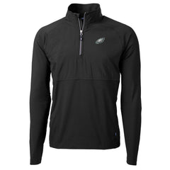 Philadelphia Eagles Cutter & Buck Adapt Eco Knit Hybrid Recycled Quarter-Zip Raglan Jacket Black - NFL