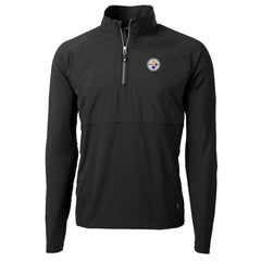 Pittsburgh Steelers Cutter & Buck Adapt Eco Knit Hybrid Recycled Quarter-Zip Raglan Jacket Black - NFL