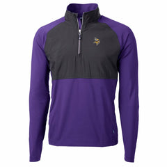 Minnesota Vikings Cutter & Buck Adapt Eco Knit Hybrid Recycled Quarter-Zip Raglan Jacket Black/Purple - NFL