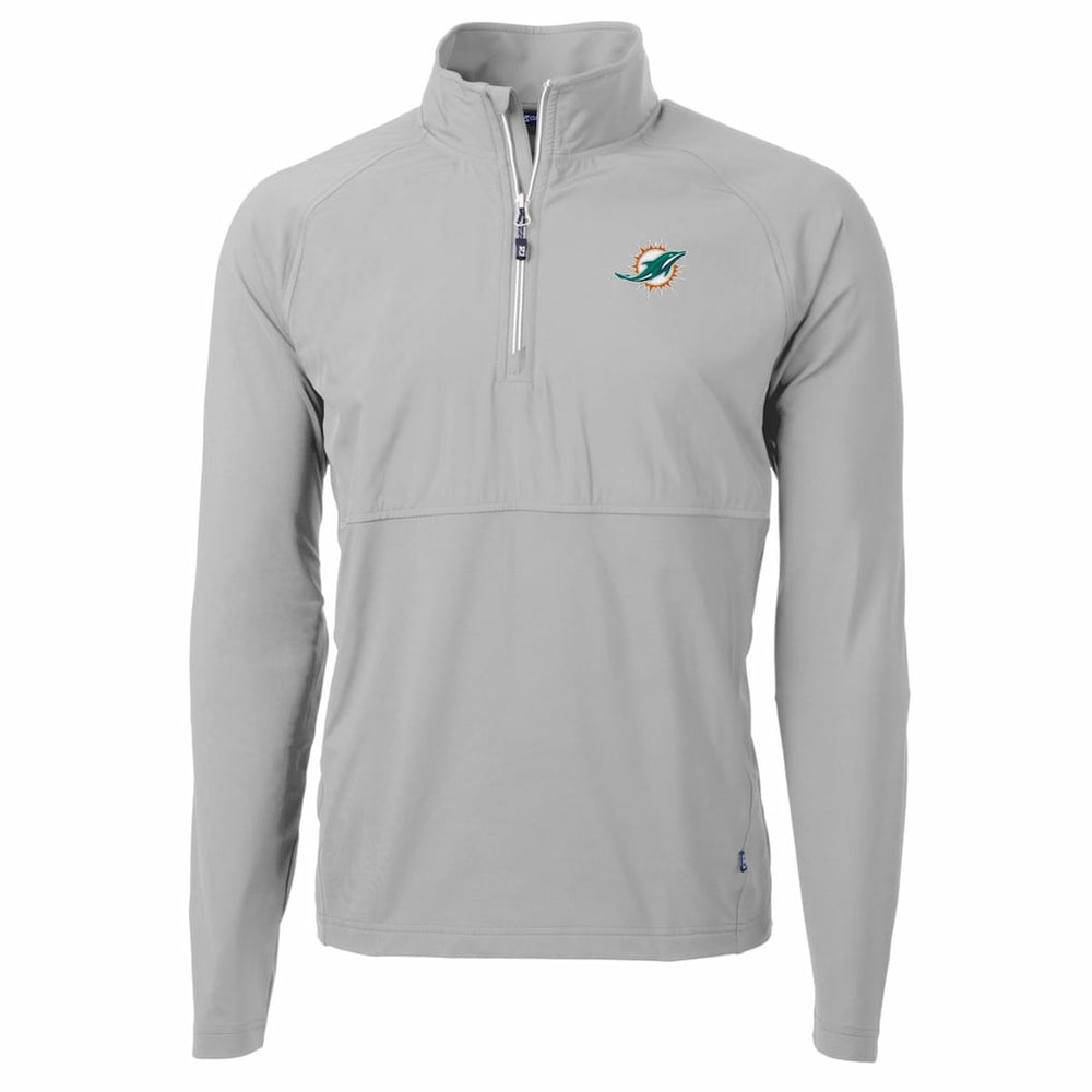 Miami Dolphins Cutter & Buck Adapt Eco Knit Hybrid Recycled Quarter-Zip Raglan Jacket Gray - NFL