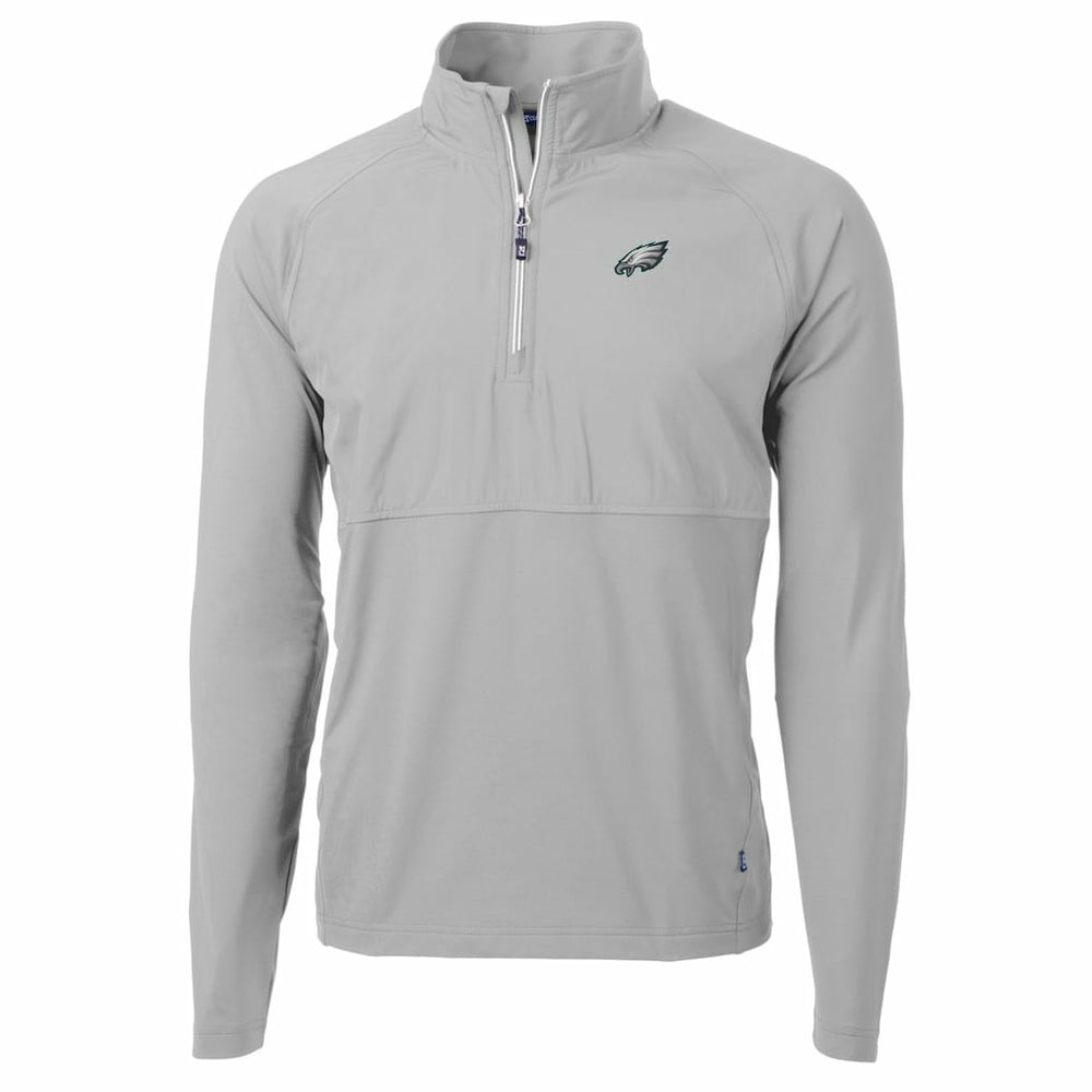 Philadelphia Eagles Cutter & Buck Adapt Eco Knit Hybrid Recycled Quarter-Zip Raglan Jacket Gray - NFL