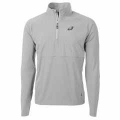 Philadelphia Eagles Cutter & Buck Adapt Eco Knit Hybrid Recycled Quarter-Zip Raglan Jacket Gray - NFL