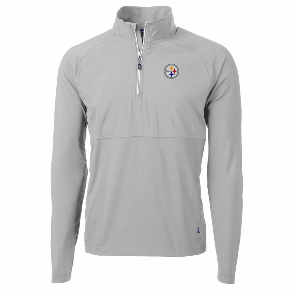 Pittsburgh Steelers Cutter & Buck Adapt Eco Knit Hybrid Recycled Quarter-Zip Raglan Jacket Gray - NFL