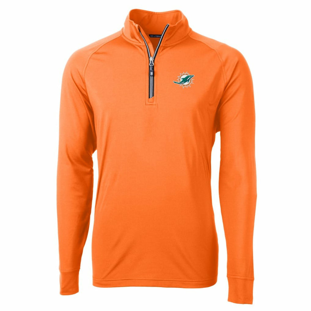 Miami Dolphins Cutter & Buck Adapt Eco Knit Stretch Recycled Quarter-Zip Jacket Orange - NFL