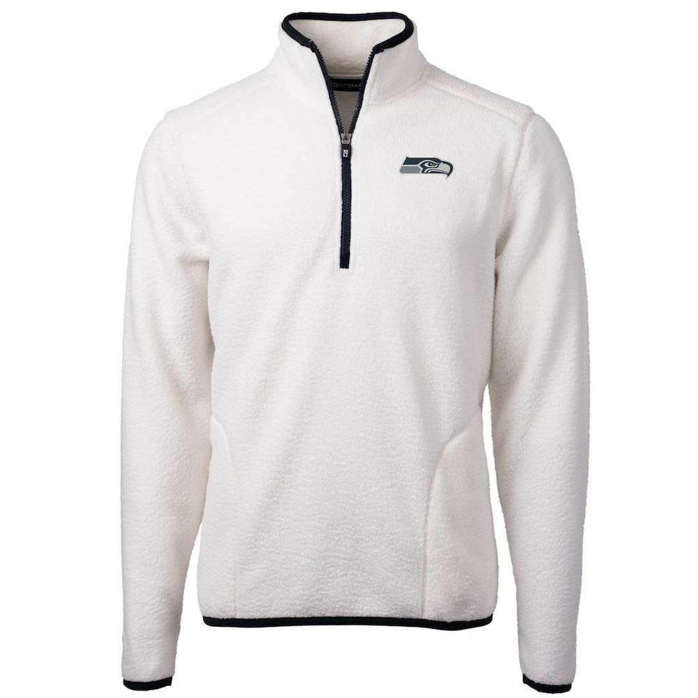 Seattle Seahawks Cutter & Buck Cascade Eco Sherpa Fleece Quarter-Zip Pullover Jacket White - NFL