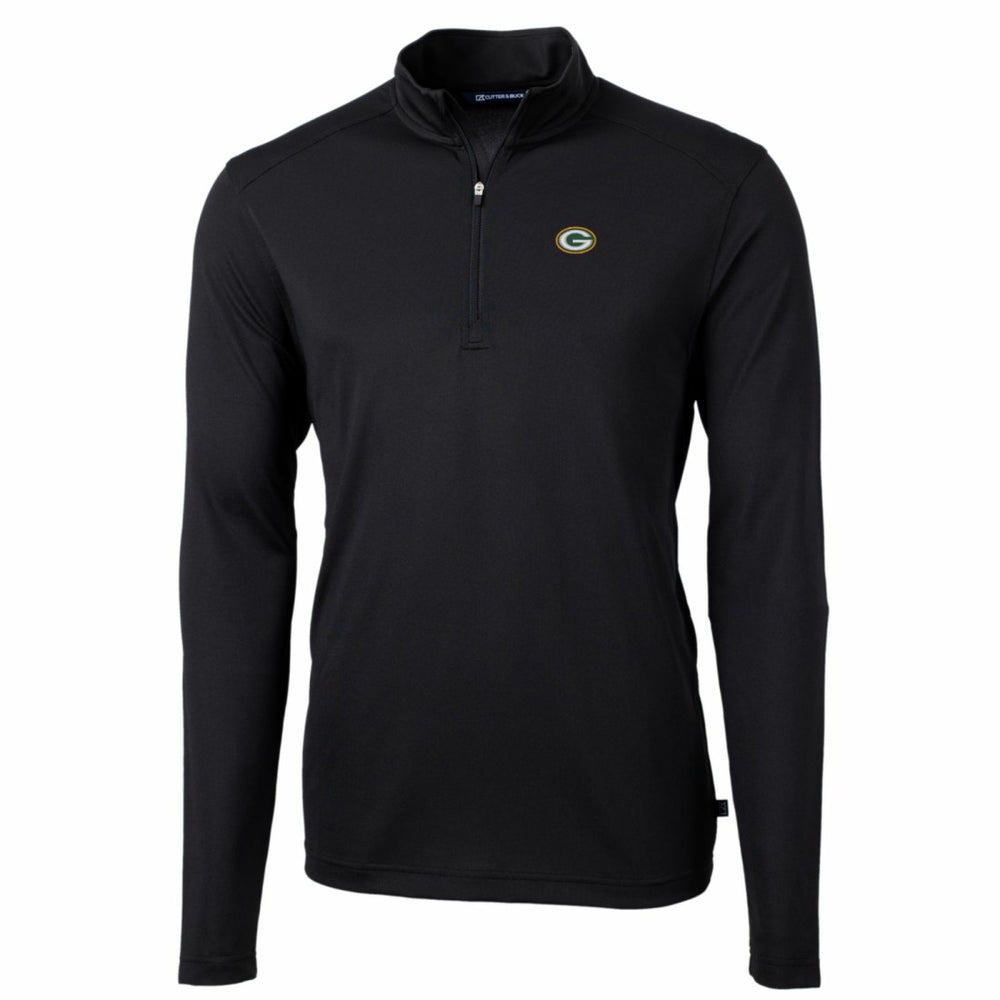 Green Bay Packers Cutter & Buck Big & Tall Virtue Eco Pique Quarter-Zip Pullover Jacket Black - NFL