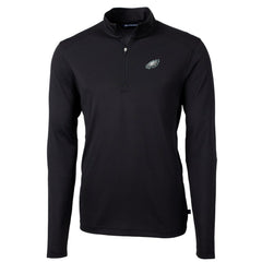 Philadelphia Eagles Cutter & Buck Big & Tall Virtue Eco Pique Quarter-Zip Pullover Jacket Black - NFL