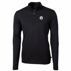 Pittsburgh Steelers Cutter & Buck Big & Tall Virtue Eco Pique Quarter-Zip Pullover Jacket Black - NFL
