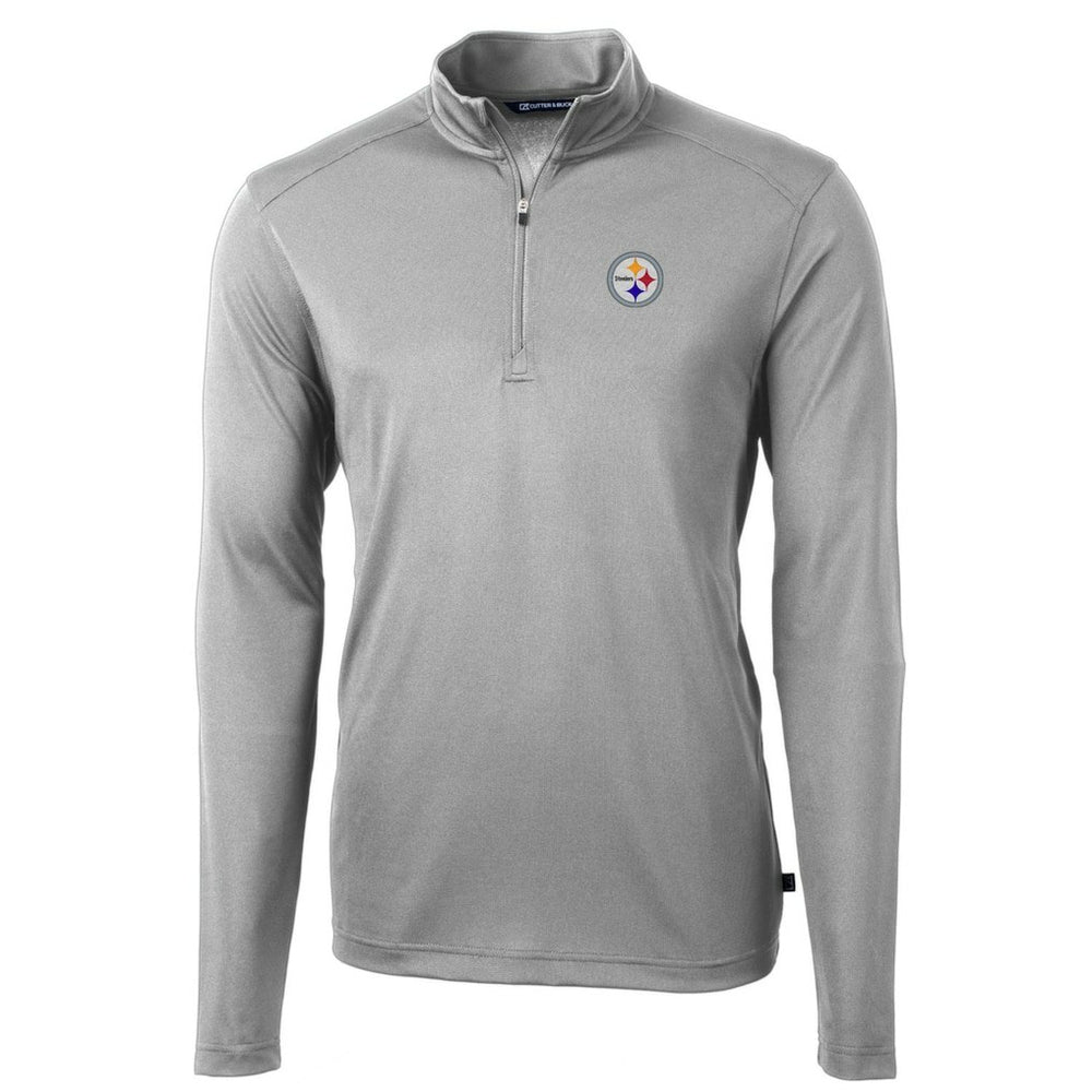 Pittsburgh Steelers Cutter & Buck Big & Tall Virtue Eco Pique Quarter-Zip Pullover Jacket Gray - NFL