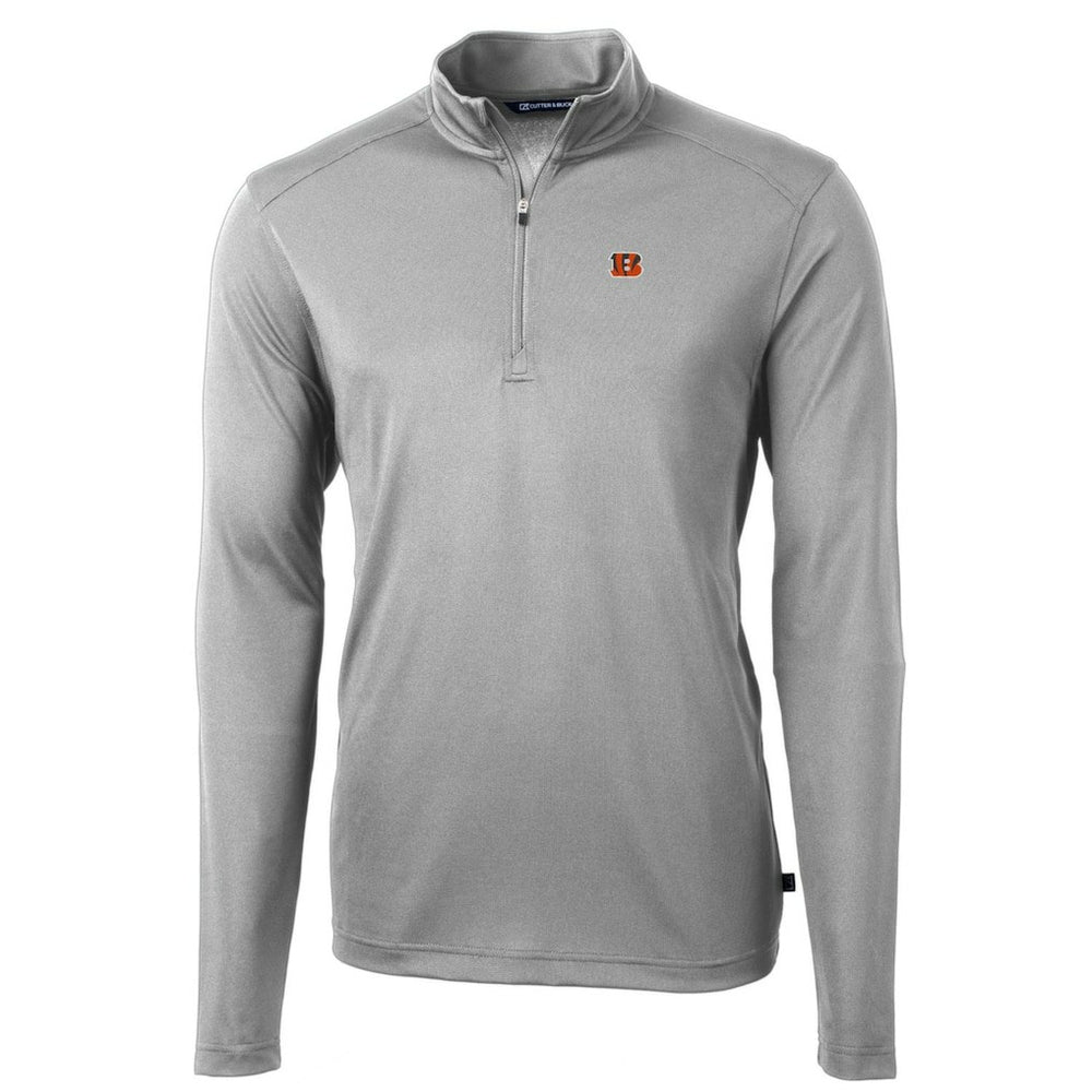 Cincinnati Bengals Cutter & Buck Big & Tall Virtue Eco Pique Quarter-Zip Pullover Jacket Gray - NFL