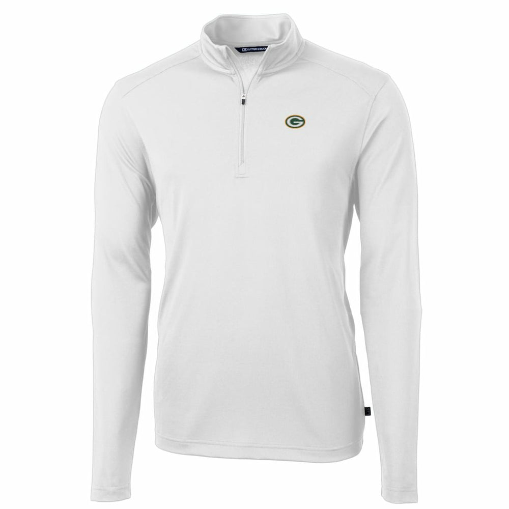 Green Bay Packers Cutter & Buck Big & Tall Virtue Eco Pique Quarter-Zip Pullover Jacket White - NFL