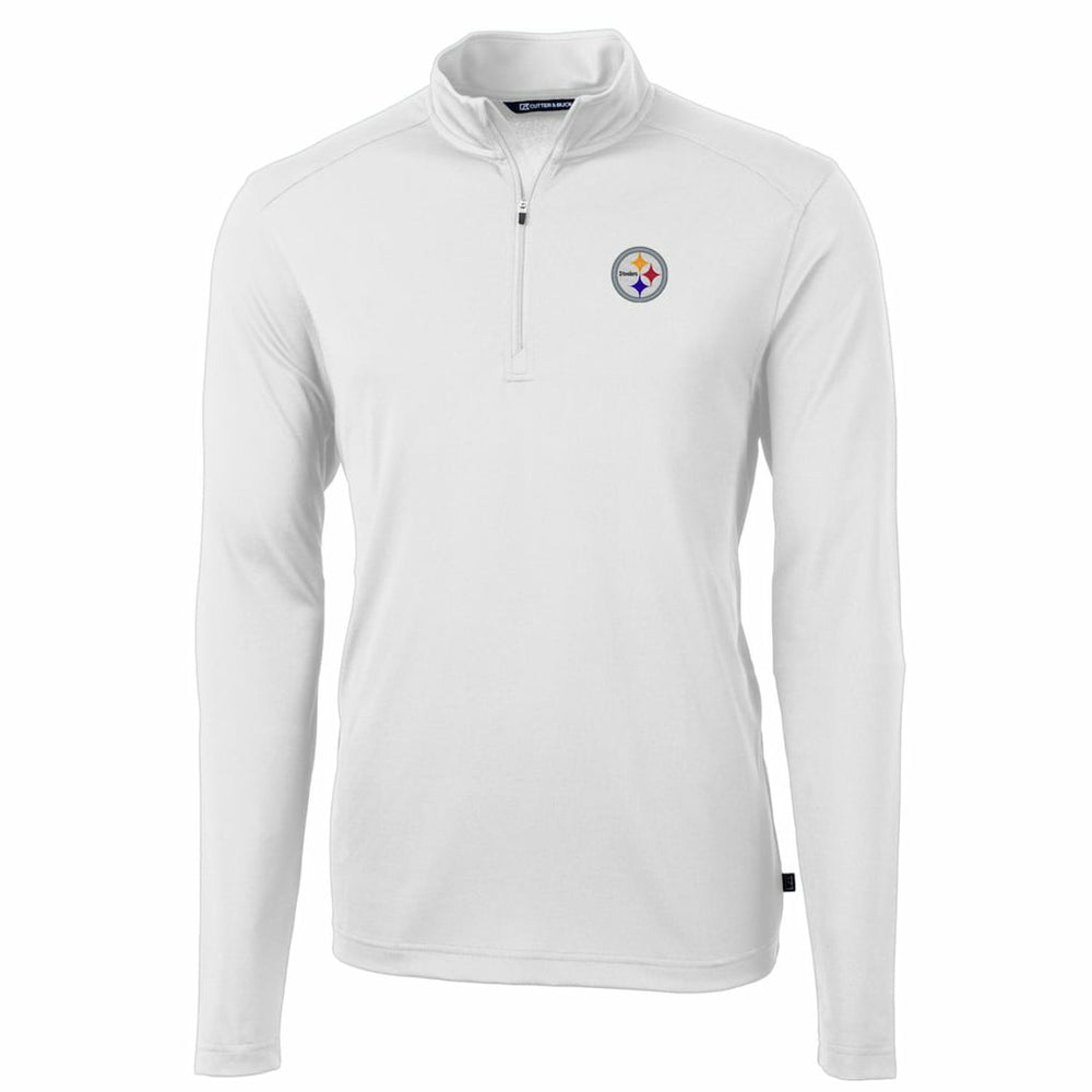 Pittsburgh Steelers Cutter & Buck Big & Tall Virtue Eco Pique Quarter-Zip Pullover Jacket White - NFL