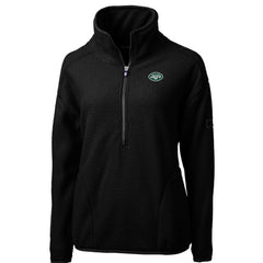 New York Jets Cutter & Buck Women's Cascade Eco Sherpa Fleece Half-Zip Pullover Jacket Black - NFL