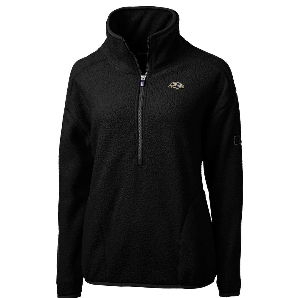 Baltimore Ravens Cutter & Buck Women's Cascade Eco Sherpa Fleece Half-Zip Pullover Jacket Black - NFL