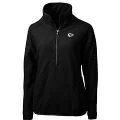 Kansas City Chiefs Cutter & Buck Women's Cascade Eco Sherpa Fleece Half-Zip Pullover Jacket Black - NFL