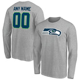 Seattle Seahawks Team Authentic Custom Long Sleeve T-Shirt Gray - NFL