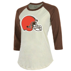Deshaun Watson Cleveland Browns Majestic Threads Women's Player Name & Number Tri-Blend Three-Quarter Sleeve T-Shirt Cream - NFL