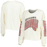 Arizona Cardinals '47 Women's Brush Back Parkway Cropped Lightweight Long Sleeve T-Shirt Cream - 47 brand