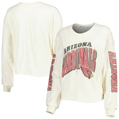 Arizona Cardinals '47 Women's Brush Back Parkway Cropped Lightweight Long Sleeve T-Shirt Cream - 47 brand