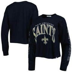 New Orleans Saints '47 Women's Skyler Parkway Cropped Long Sleeve T-Shirt Black - 47 brand