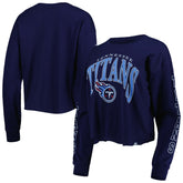 Tennessee Titans '47 Women's Skyler Parkway Cropped Long Sleeve T-Shirt Navy - 47 brand