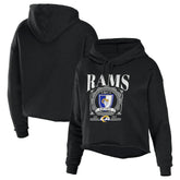 Los Angeles Rams WEAR by Erin Andrews Women's Cropped Sponge Fleece Pullover Hoodie Black - NFL