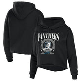 Carolina Panthers WEAR by Erin Andrews Women's Cropped Sponge Fleece Pullover Hoodie Black - NFL