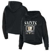 New Orleans Saints WEAR by Erin Andrews Women's Cropped Sponge Fleece Pullover Hoodie Black - NFL