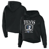 Tennessee Titans WEAR by Erin Andrews Women's Cropped Sponge Fleece Pullover Hoodie Black - NFL