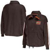 Cleveland Browns WEAR by Erin Andrews Women's Logo Stripe Half-Zip Top Brown - NFL