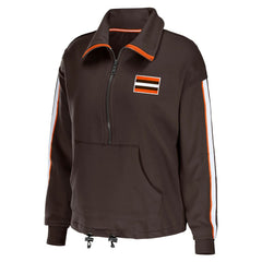 Cleveland Browns WEAR by Erin Andrews Women's Logo Stripe Half-Zip Top Brown - NFL