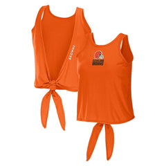 Cleveland Browns WEAR by Erin Andrews Women's Open Back Twist Tie Tank Top Orange - NFL