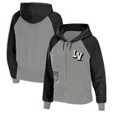 Las Vegas Raiders WEAR by Erin Andrews Women's Colorblock Lightweight Full-Zip Hoodie Silver - NFL