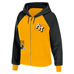 Pittsburgh Steelers WEAR by Erin Andrews Women's Colorblock Lightweight Full-Zip Hoodie Gold - NFL