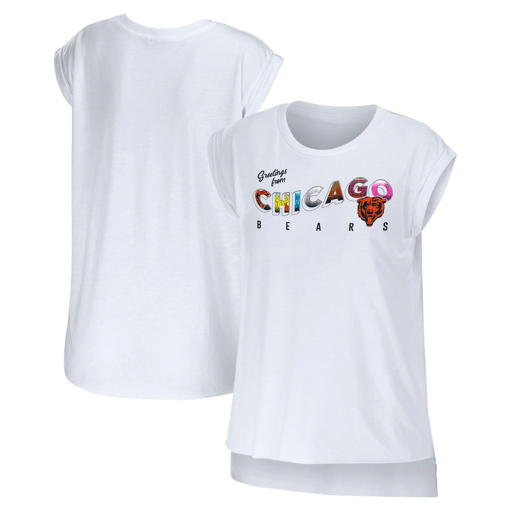 Chicago Bears WEAR by Erin Andrews Women's Greetings From Muscle T-Shirt White - NFL