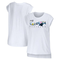 Carolina Panthers WEAR by Erin Andrews Women's Greetings From Muscle T-Shirt White - NFL