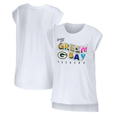 Green Bay Packers WEAR by Erin Andrews Women's Greetings From Muscle T-Shirt White - NFL