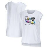 Las Vegas Raiders WEAR by Erin Andrews Women's Greetings From Muscle T-Shirt White - NFL