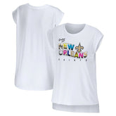 New Orleans Saints WEAR by Erin Andrews Women's Greetings From Muscle T-Shirt White - NFL