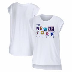 New York Giants WEAR by Erin Andrews Women's Greetings From Muscle T-Shirt White - NFL