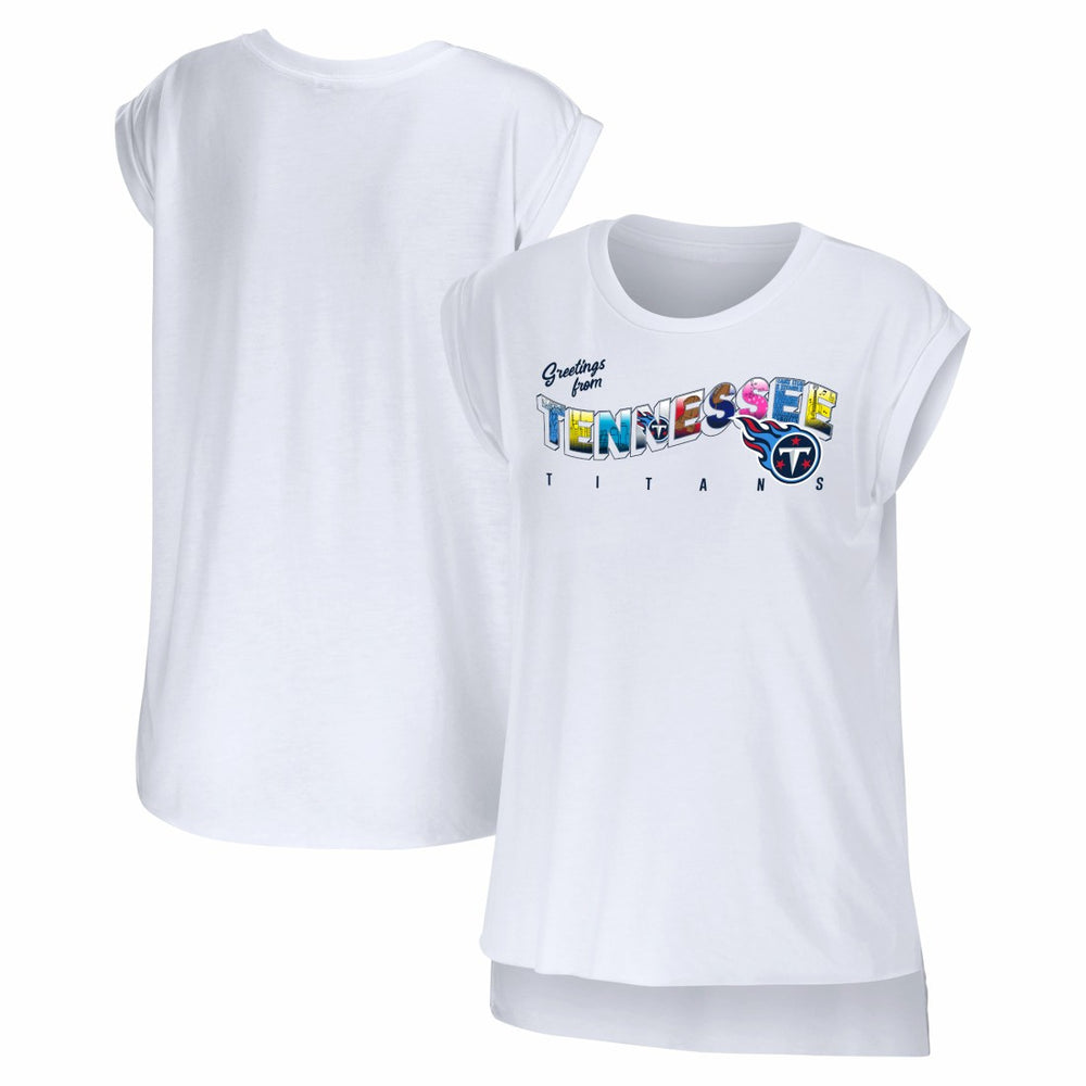 Tennessee Titans WEAR by Erin Andrews Women's Greetings From Muscle T-Shirt White - NFL