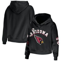 Arizona Cardinals WEAR by Erin Andrews Women's Modest Cropped Pullover Hoodie Black - NFL