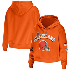 Cleveland Browns WEAR by Erin Andrews Women's Modest Cropped Pullover Hoodie Orange - NFL