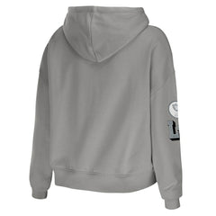 Las Vegas Raiders WEAR by Erin Andrews Women's Modest Cropped Pullover Hoodie Gray - NFL
