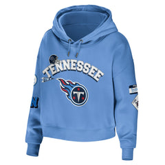 Tennessee Titans WEAR by Erin Andrews Women's Modest Cropped Pullover Hoodie Light Blue - NFL